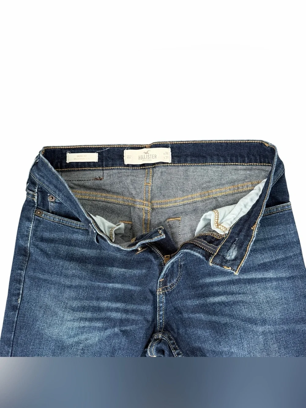 Hollister Jeans Mens 28x30 Skinny Fit Stretch Blue Med Wash Denim Y2K Streetwear